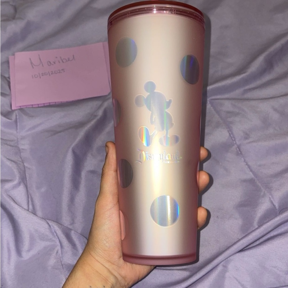 Starbucks Pink Tumbler with Iridescent Dots